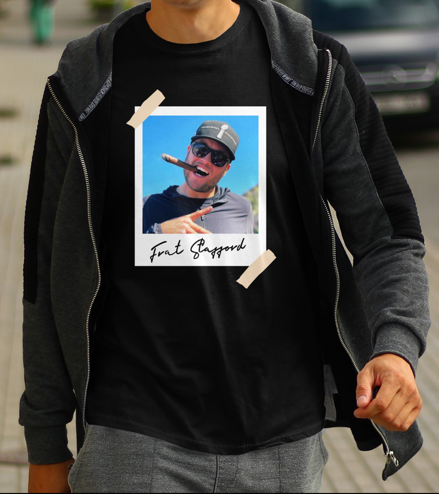Frat Stafford Cigar Photo Wearing Hat T-Shirt