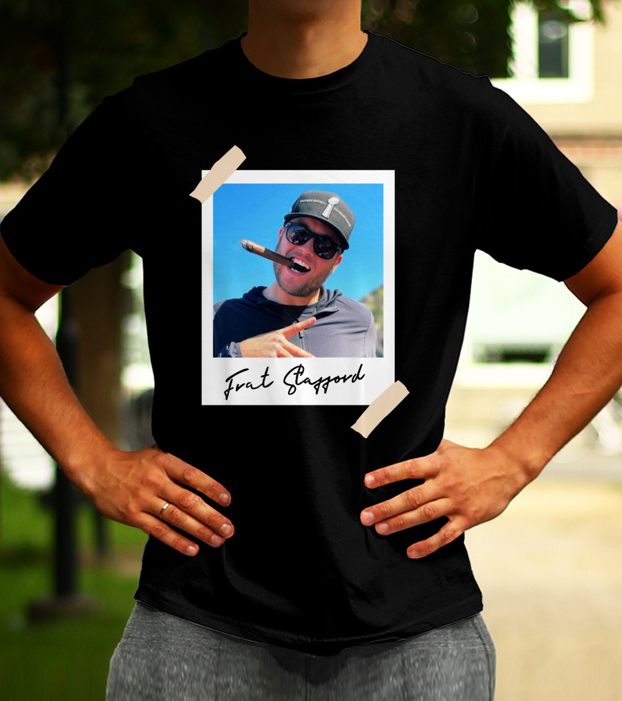 Frat Stafford Cigar Photo Wearing Hat T-Shirt