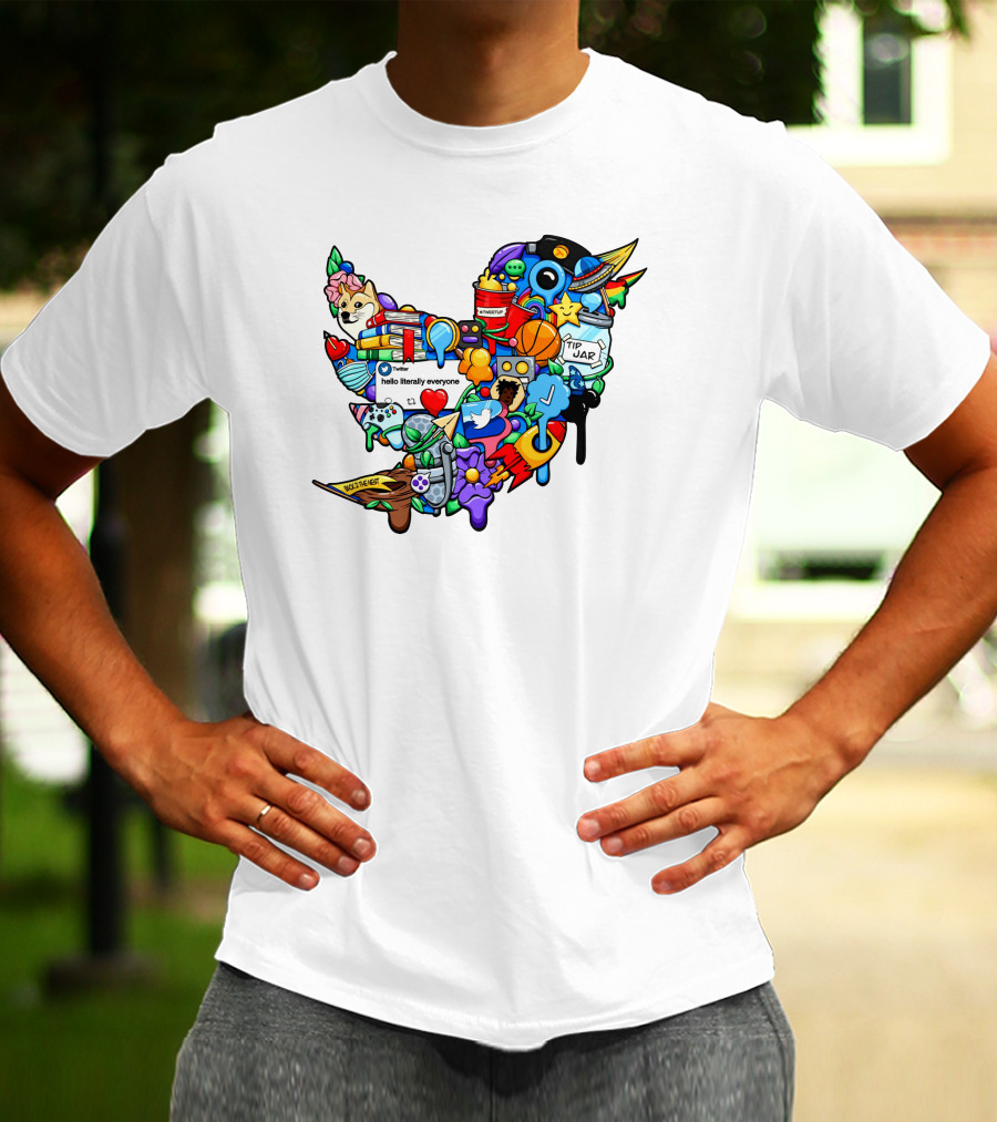 Tweetup Hello Literally Everyone Tip Jar Pop Culture Icons Mashup T-Shirt