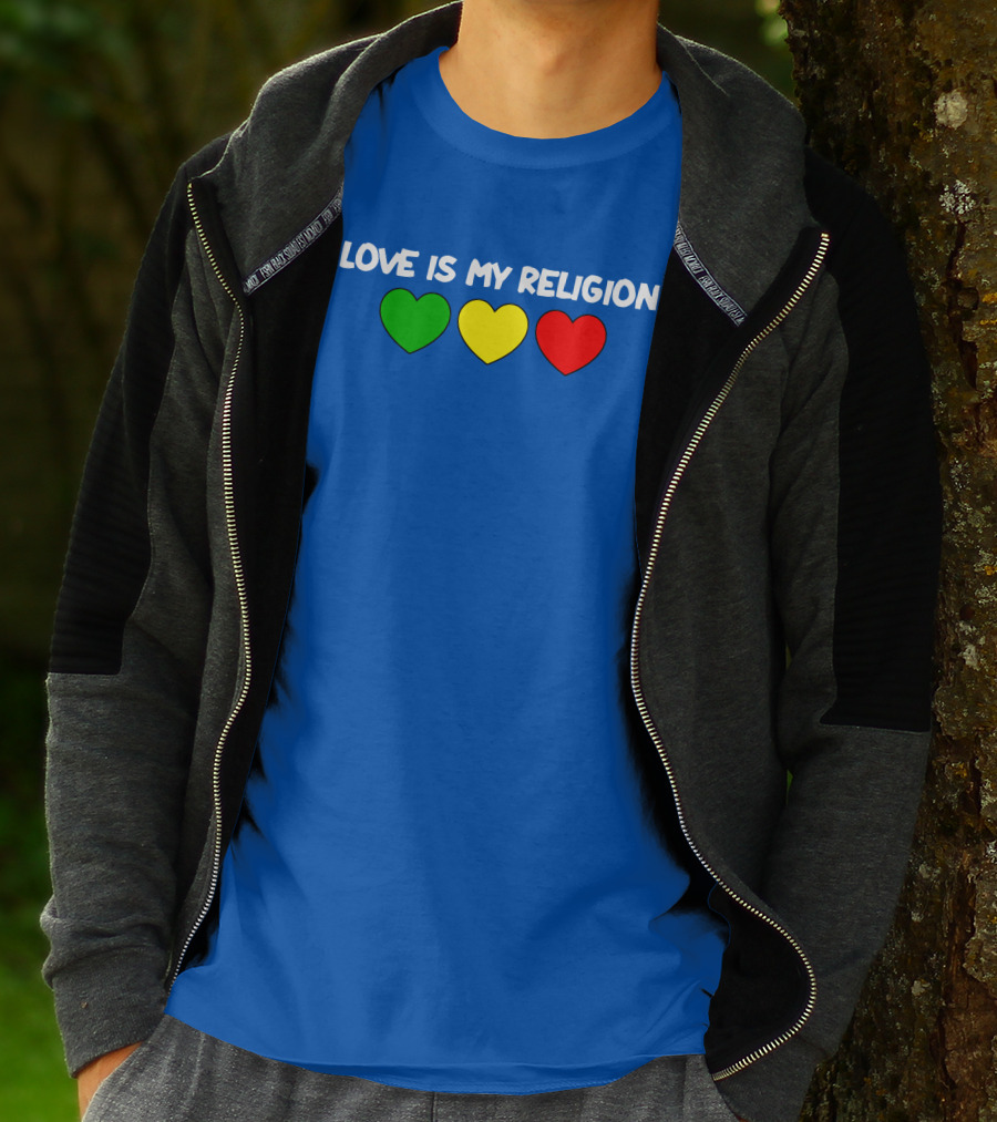 Ziggy Marley Love Is My Religion Green Yellow Red Hearts T-Shirt