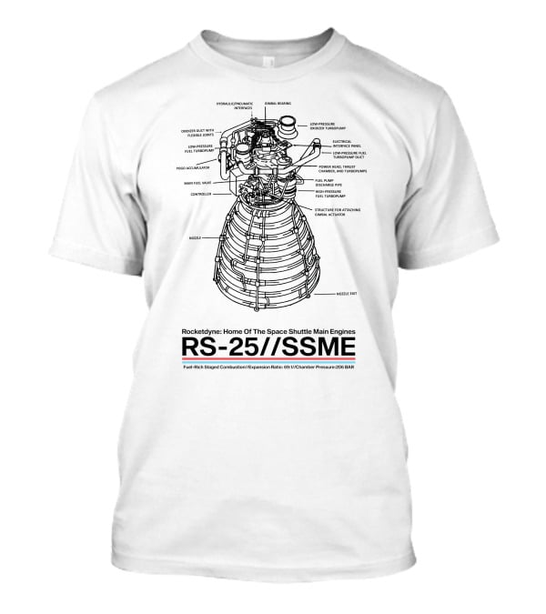 Rocketdyne RS-25 SSME Diagram Everyday Astronaut Store T-Shirt