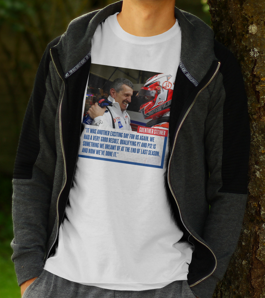 Guenther Steiner Haas F1 Bahrain GP Qualifying P7 P12 Achievement T-Shirt