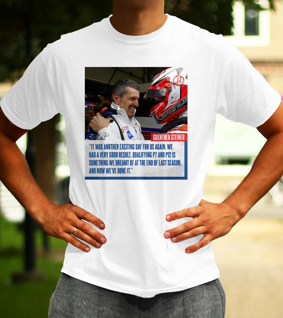 Guenther Steiner Haas F1 Bahrain GP Qualifying P7 P12 Achievement T-Shirt