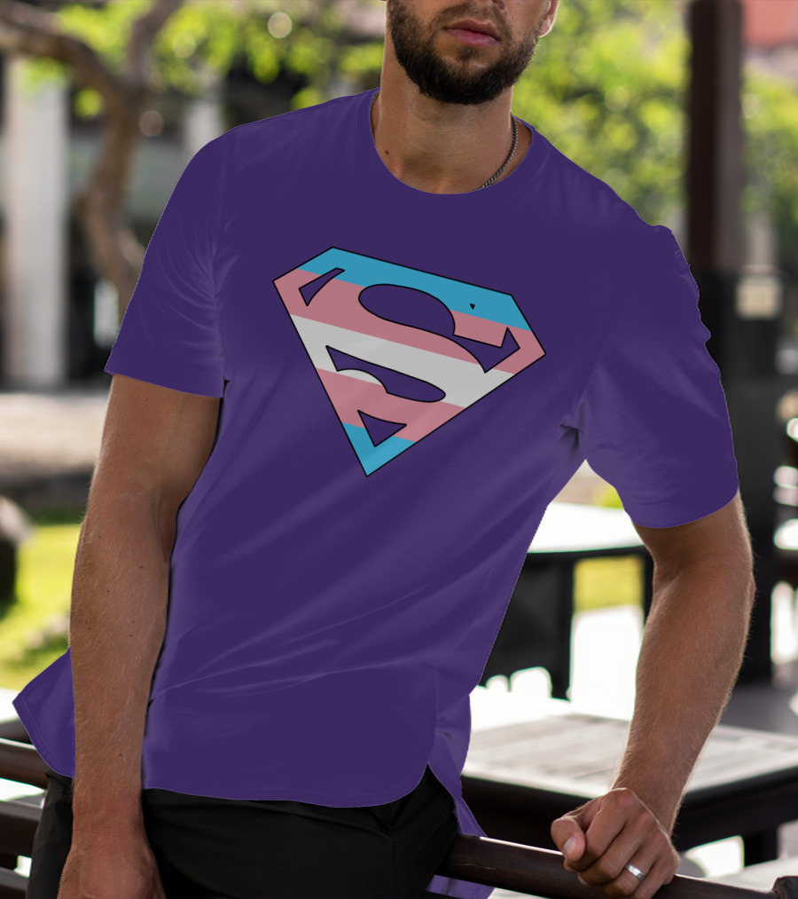 Superman Logo Trans Flag Trans Rights Are Human Rights T-Shirt