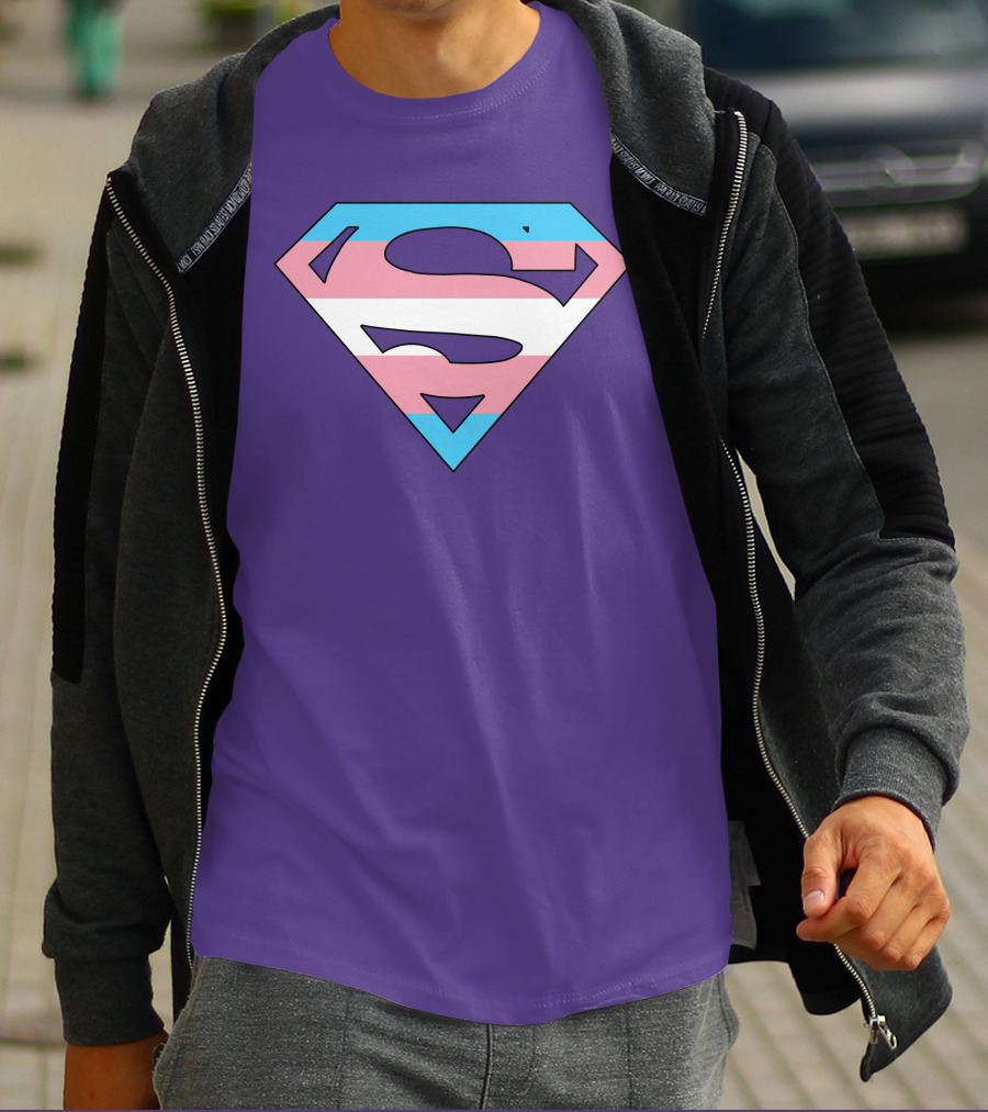 Superman Logo Trans Flag Trans Rights Are Human Rights T-Shirt