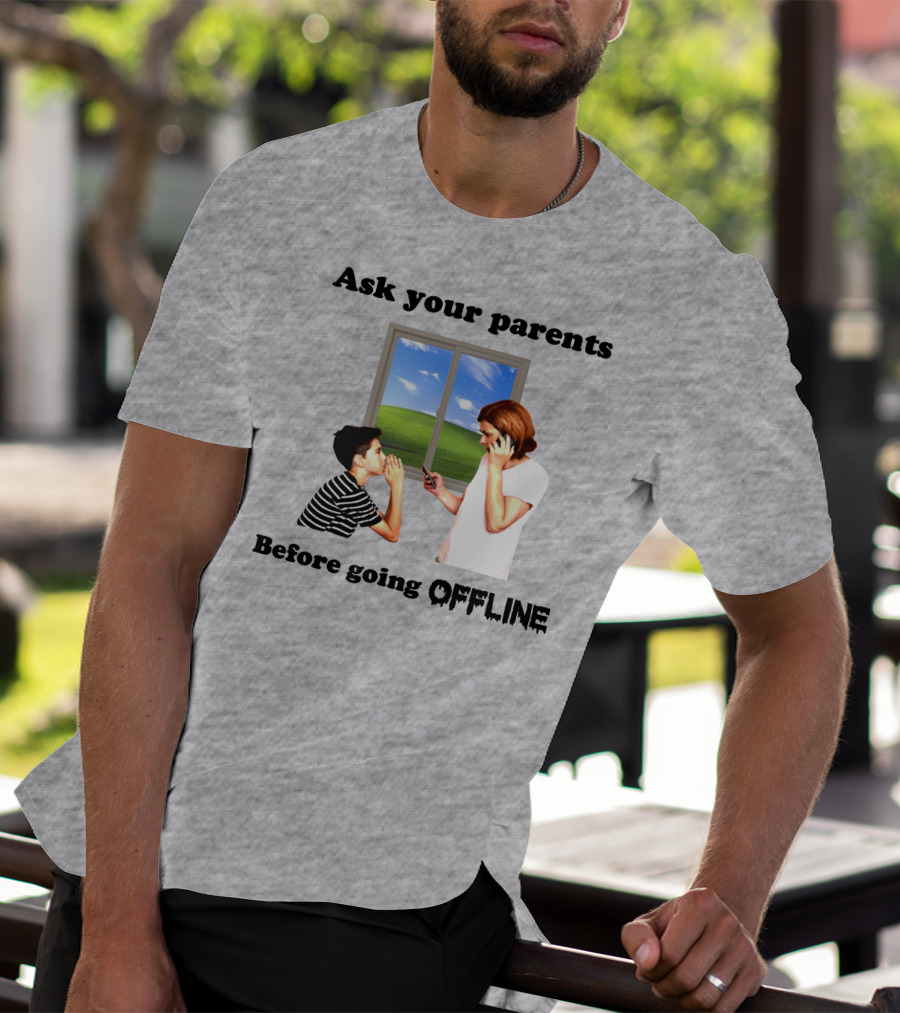 Ask Your Parents Before Going Offline Retro Technology Humor Scene T-Shirt