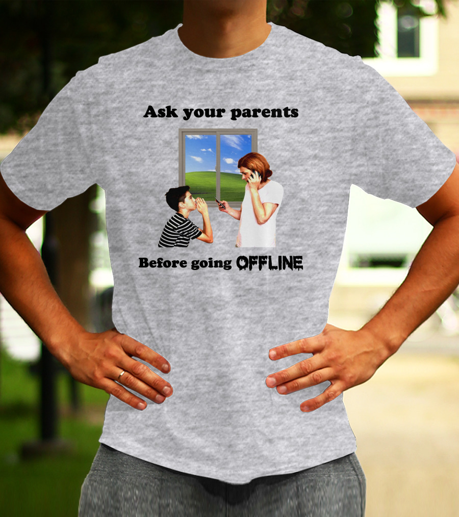 Ask Your Parents Before Going Offline Retro Technology Humor Scene T-Shirt