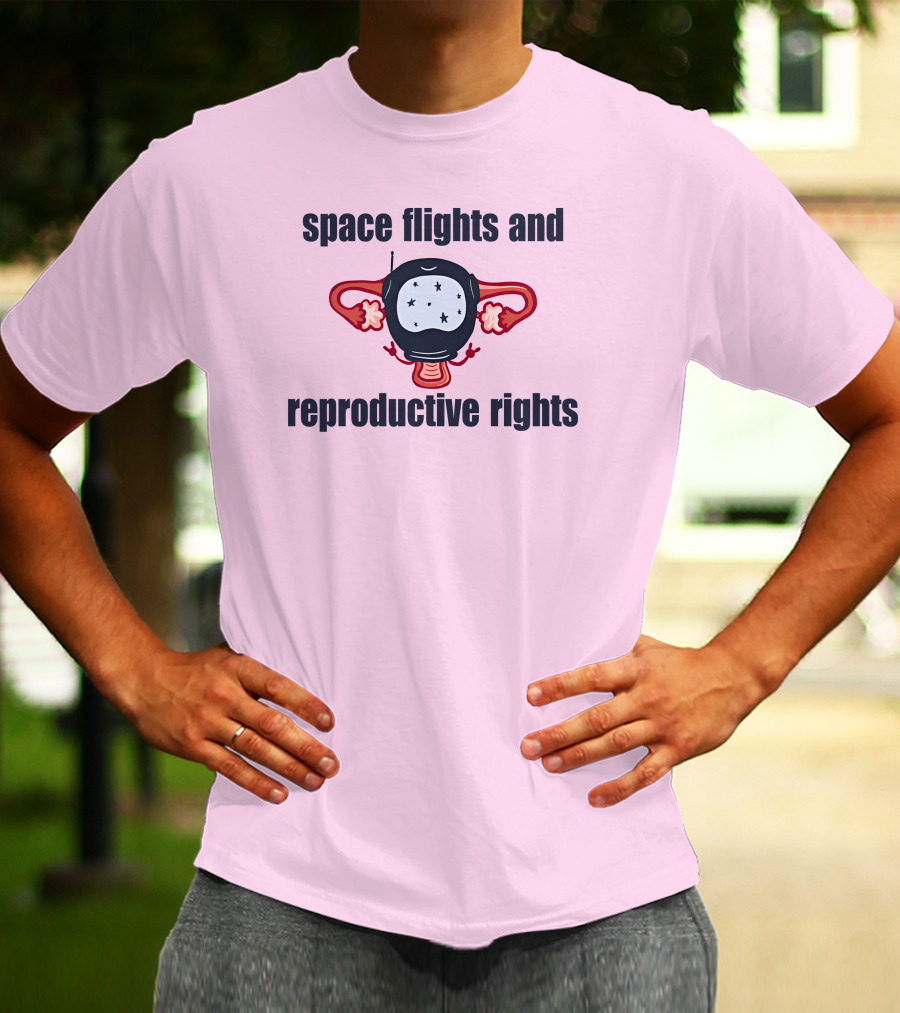 Space Flights And Reproductive Rights Emily Calandrelli Wearing Space Light T-Shirt