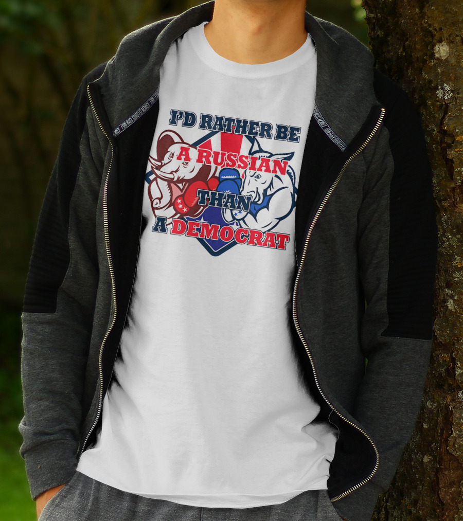 I'D Rather Be A Russian Than A Democrat Elephant And Donkey Boxing Gloves T-Shirt