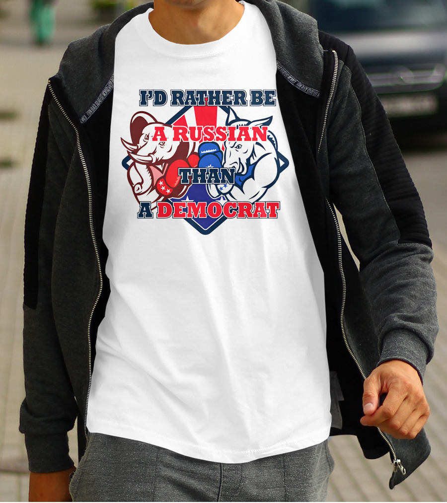 I'D Rather Be A Russian Than A Democrat Elephant And Donkey Boxing Gloves T-Shirt