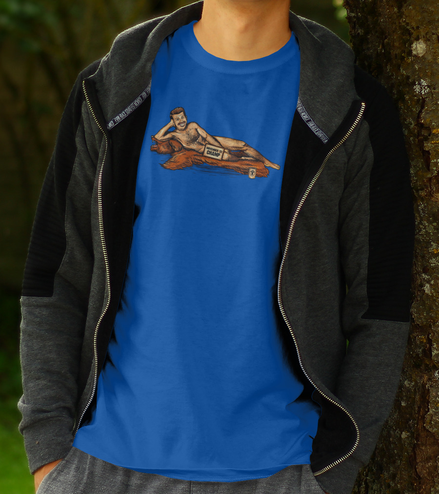 Movember 22 Champ Terroriser Reclining On Bear Rug T-Shirt