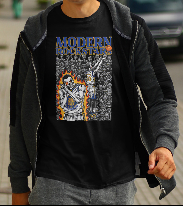 MODERN ROCKSTARS Basketball Flames And Skulls T-Shirt