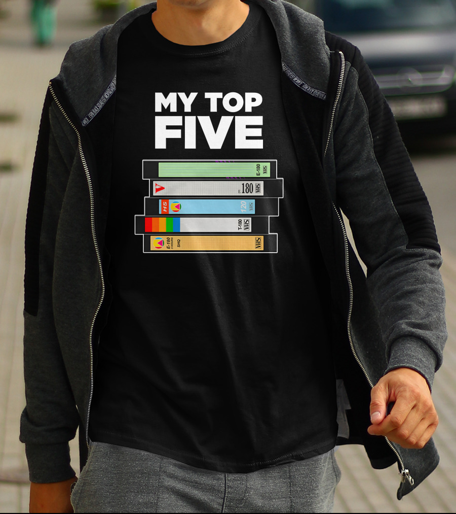 My Top Five VHS Tapes Stacked Retro Collection T-Shirt