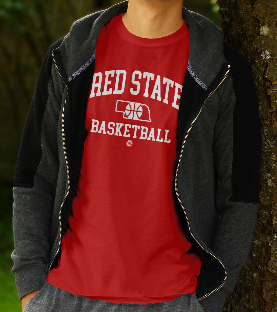 Red State Basketball Nebraska Outline Bbbprinting T-Shirt