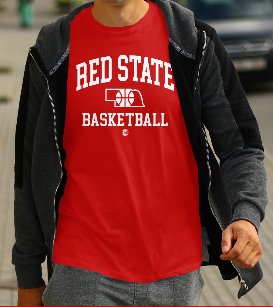 Red State Basketball Nebraska Outline Bbbprinting T-Shirt