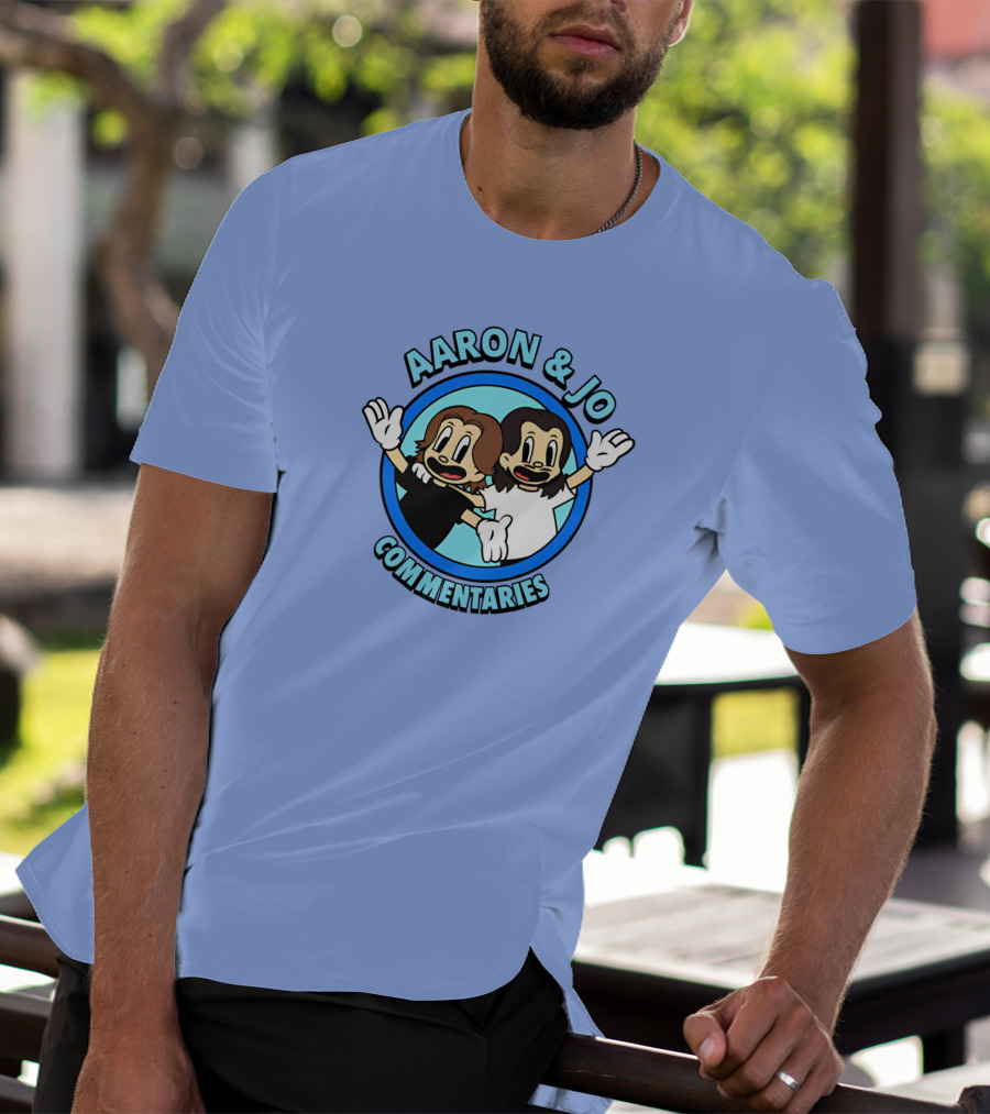 Crowdmade Aaron And Jo Commentaries Cartoon Style Blue Circle T-Shirt