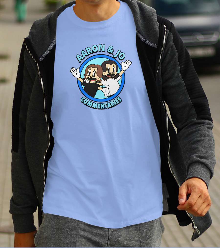 Crowdmade Aaron And Jo Commentaries Cartoon Style Blue Circle T-Shirt