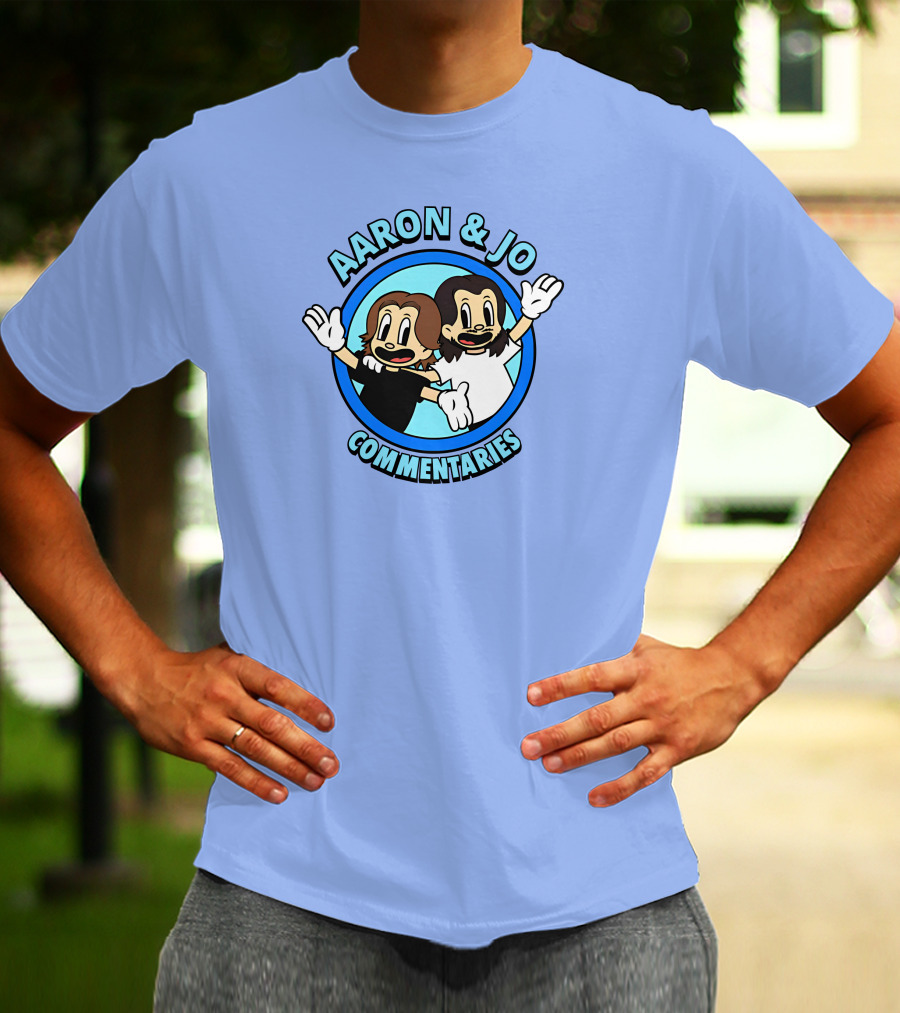 Crowdmade Aaron And Jo Commentaries Cartoon Style Blue Circle T-Shirt
