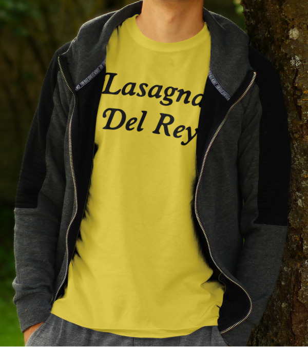 Lasagna Del Rey Yellow Block Text T-Shirt