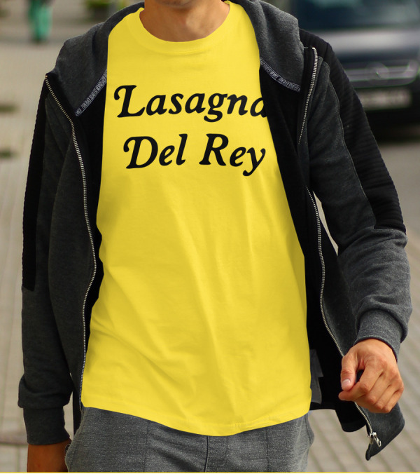 Lasagna Del Rey Yellow Block Text T-Shirt