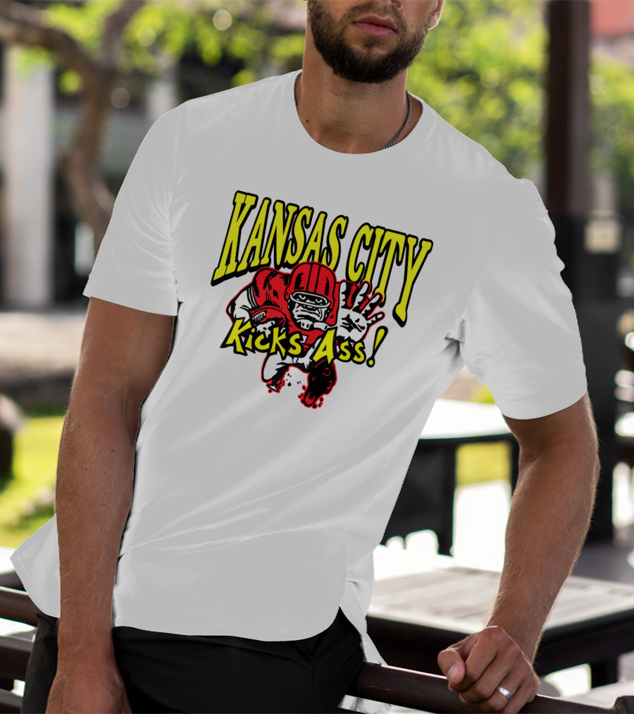 Kansas City Kicks Ass Red Football Player T-Shirt