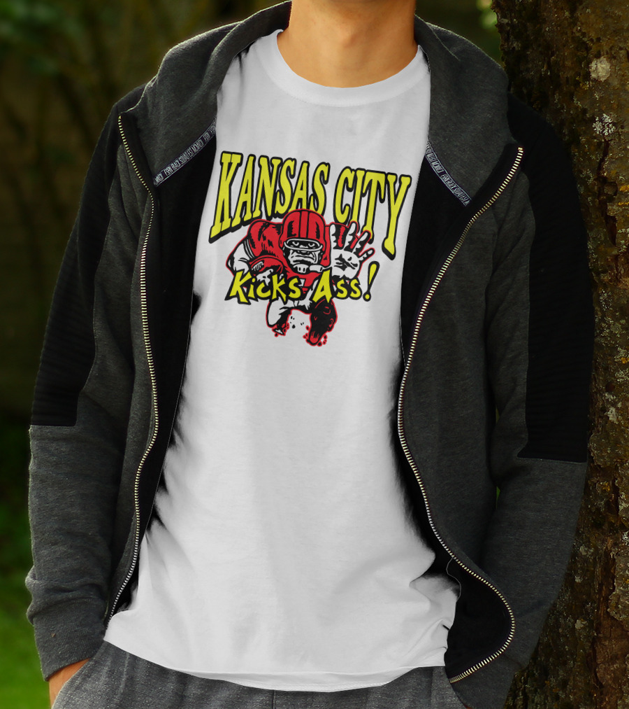 Kansas City Kicks Ass Red Football Player T-Shirt