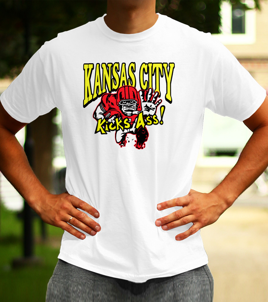 Kansas City Kicks Ass Red Football Player T-Shirt