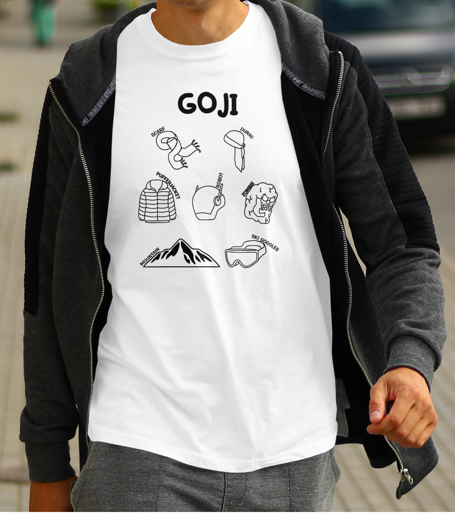 GOJI O'scarf Durag Puffer Jacket Robot Zombie Mountain Ski Googles T-Shirt