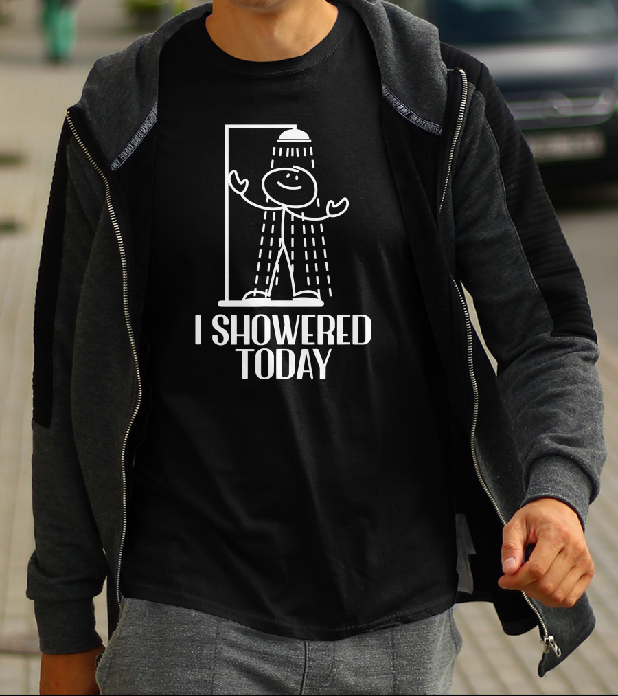 Cooking Stuffs I Showered Today Stick Figure Showering T-Shirt