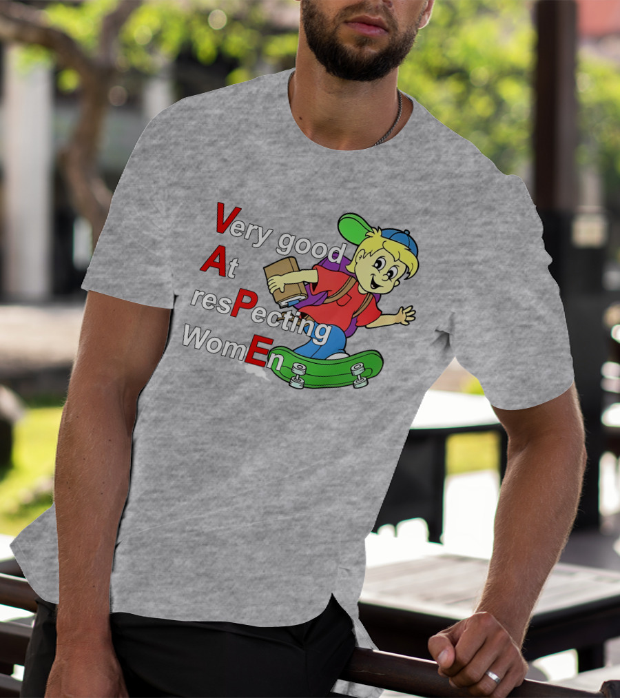 Yeah I Vape Very Good At Respecting Women Skater Boy Cartoon T-Shirt