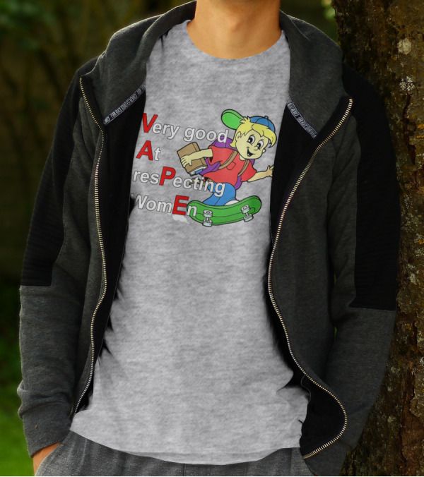 Yeah I Vape Very Good At Respecting Women Skater Boy Cartoon T-Shirt