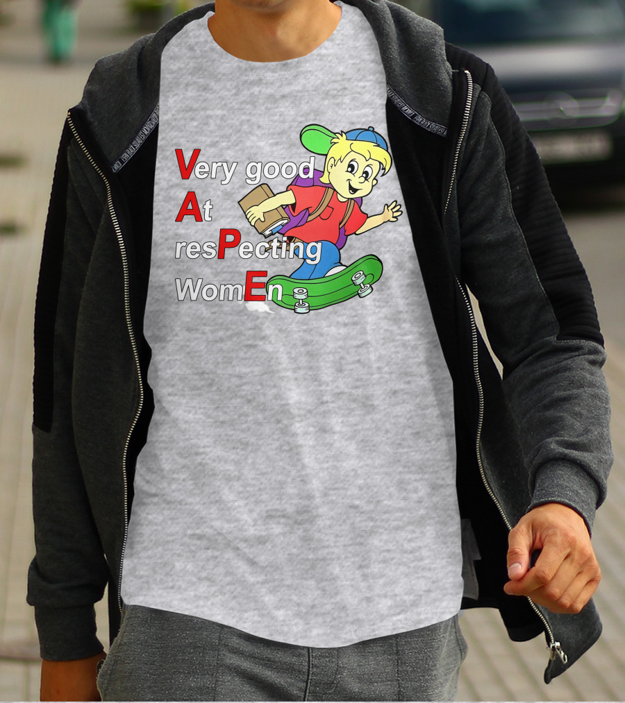 Yeah I Vape Very Good At Respecting Women Skater Boy Cartoon T-Shirt