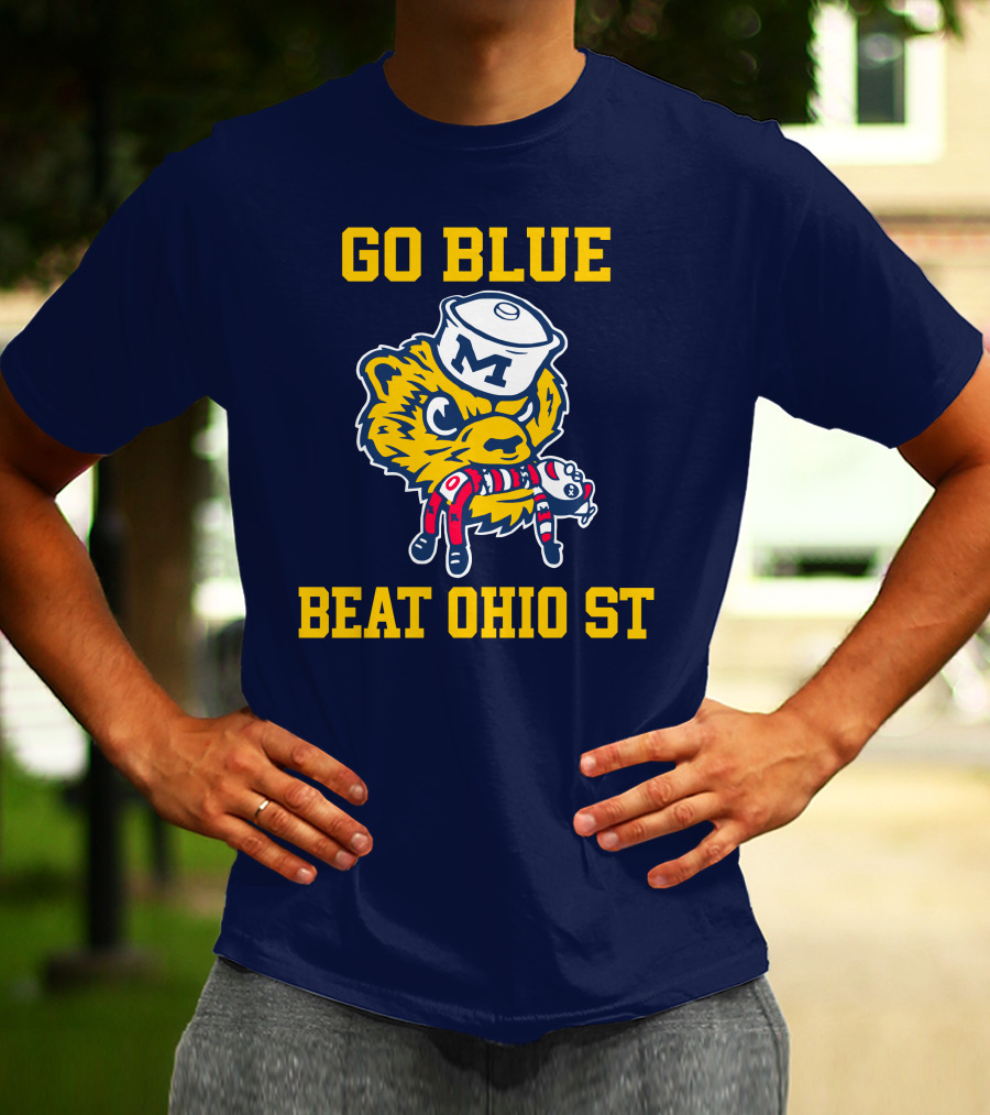 Go Blue Beat Ohio St Michigan Wolverine Victory Mascot Showdown T-Shirt
