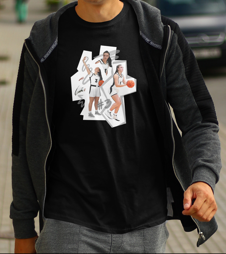 Kevin Huerter Wearing Meghan Huerter #3 Basketball Collage T-Shirt