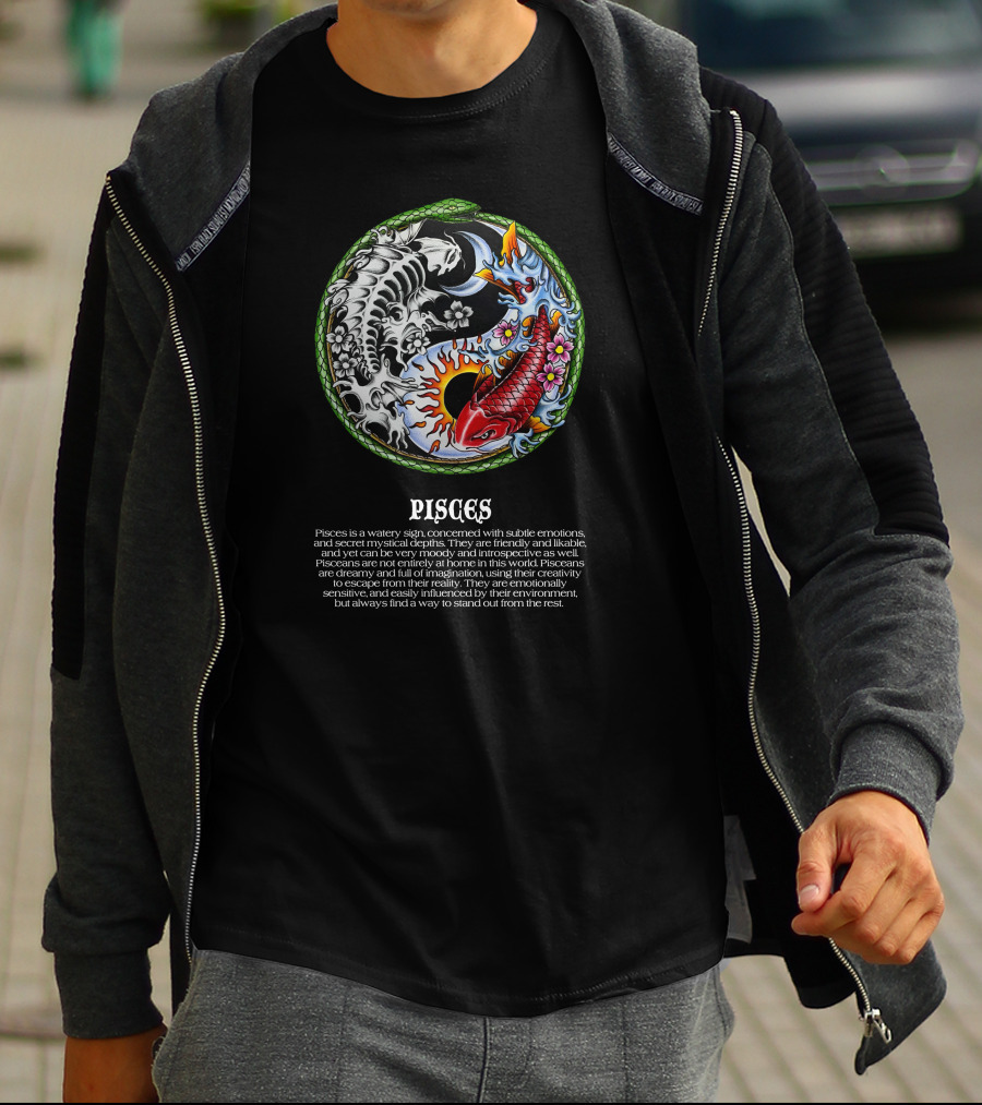 Marcos Alvarado Pisces Is A Watery Sign With Zodiac Fish Yin Yang T-Shirt