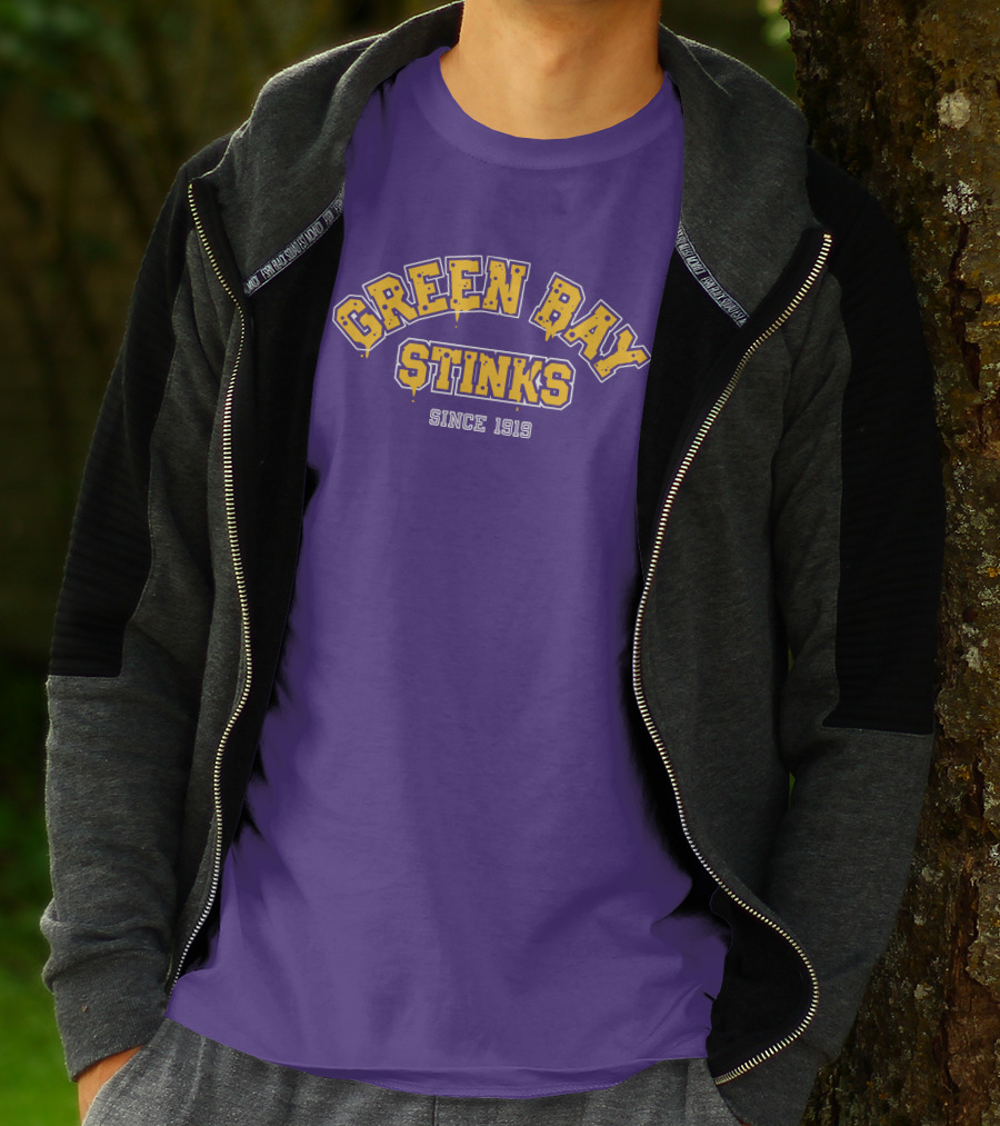 Green Bay Stinks Since 1919 John Randle Purple Yellow Football Rivalry Joke T-Shirt