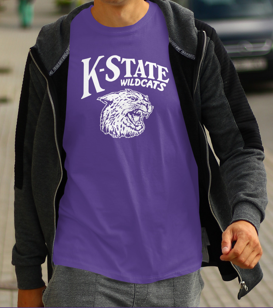 Charlie Hustle K-State Wildcats Vintage Purple Mascot T-Shirt
