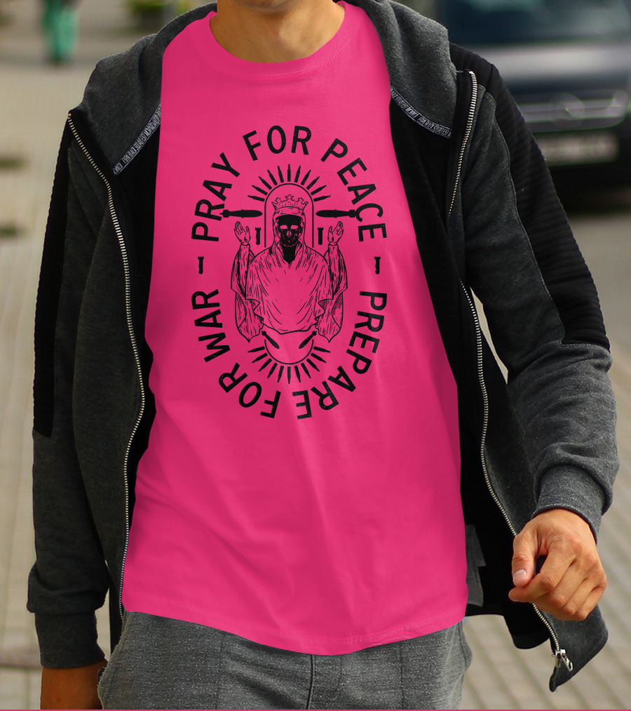 Lord Bell Pray For Peace Prepare For War Skeleton Halo T-Shirt