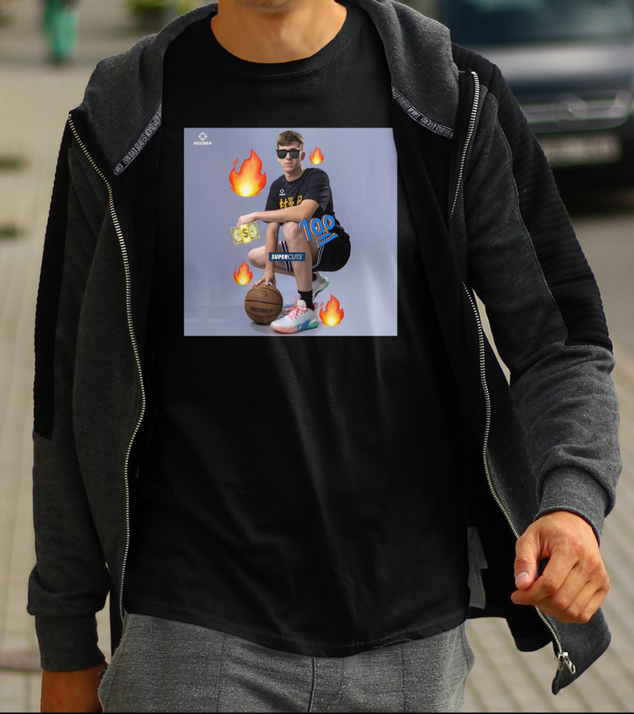 Goldenknight Austin Reaves Rigorer NBA Basketball Supercuts 100 Dollar Flames T-Shirt