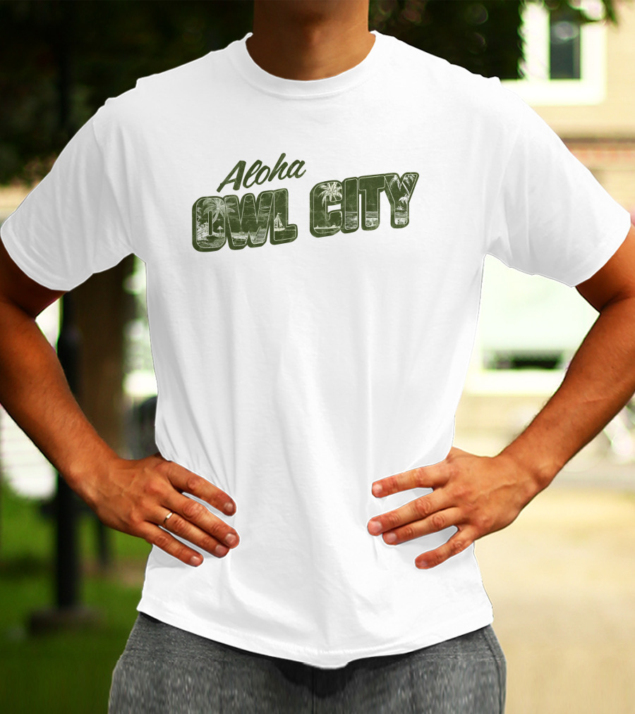 Aloha Owl City Palm Tree Green Tropical T-Shirt