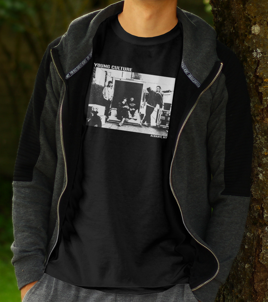Young Culture Live Hanging Out In Albany NY Black And White Band Photo T-Shirt