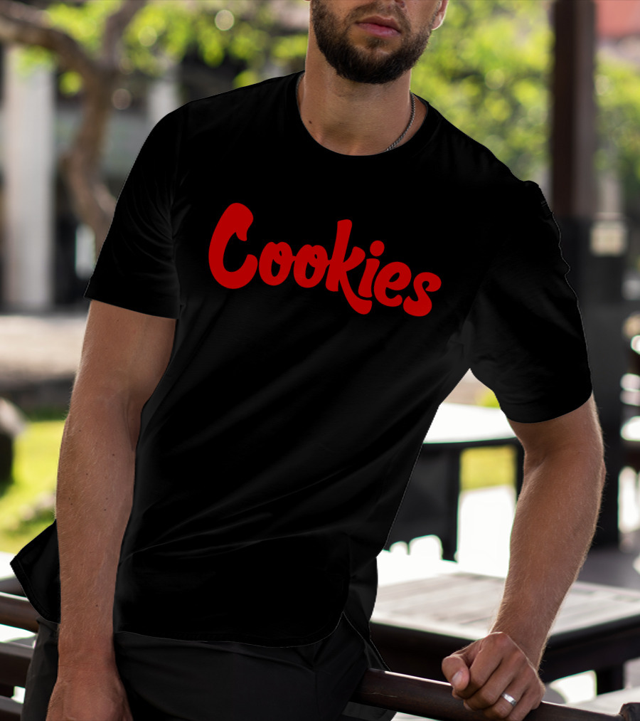 Matt Price Wears Cookies Text In Red T-Shirt