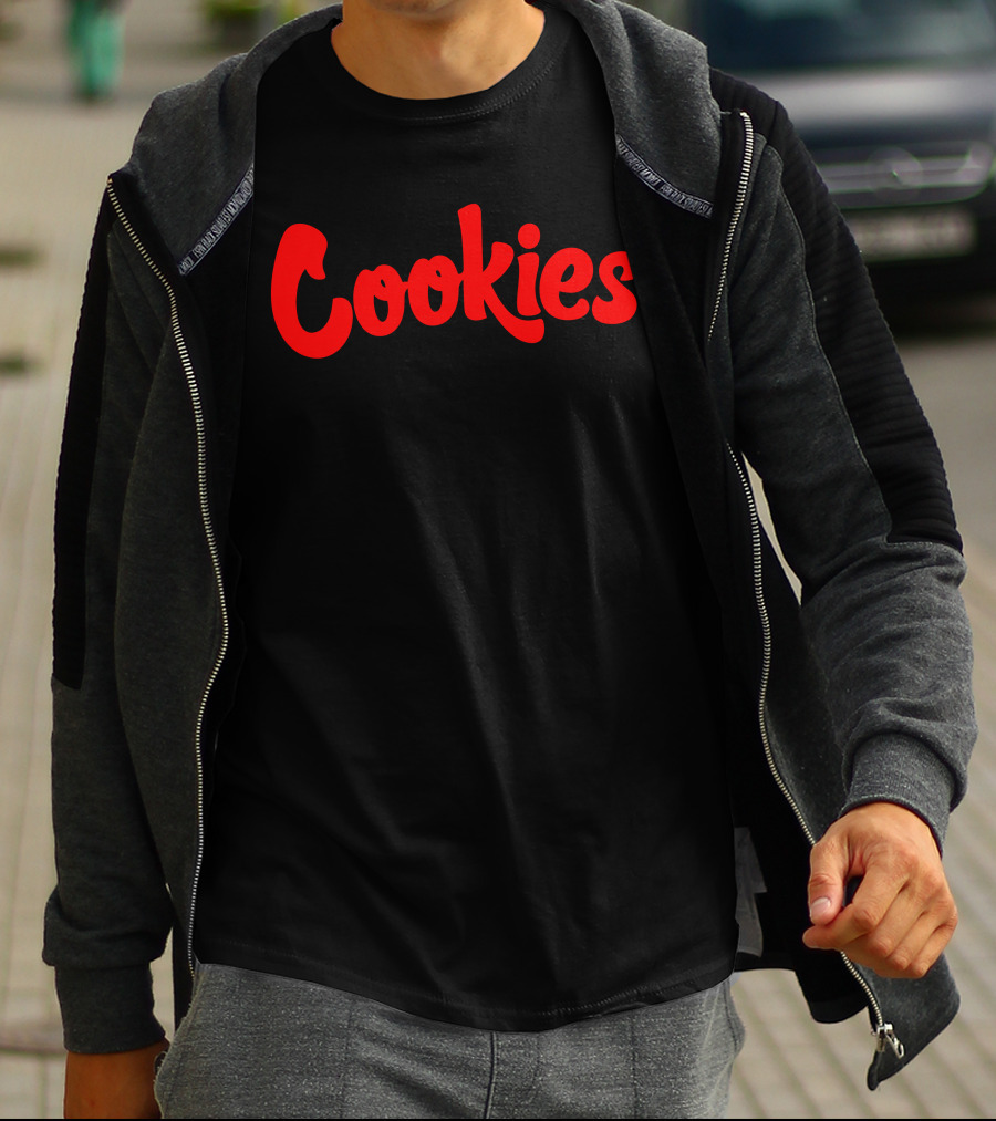 Matt Price Wears Cookies Text In Red T-Shirt