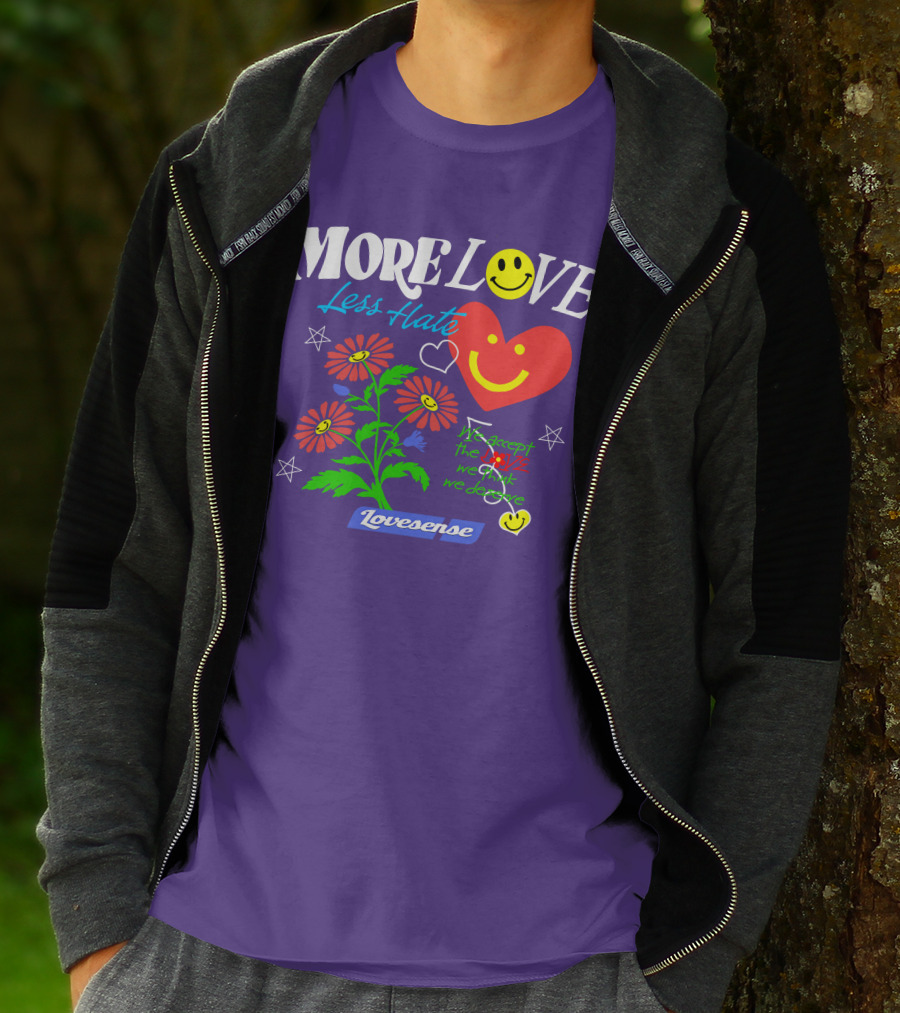 MORE LOVE Less Hate Smile Heart Flowers Stars Lovsense T-Shirt
