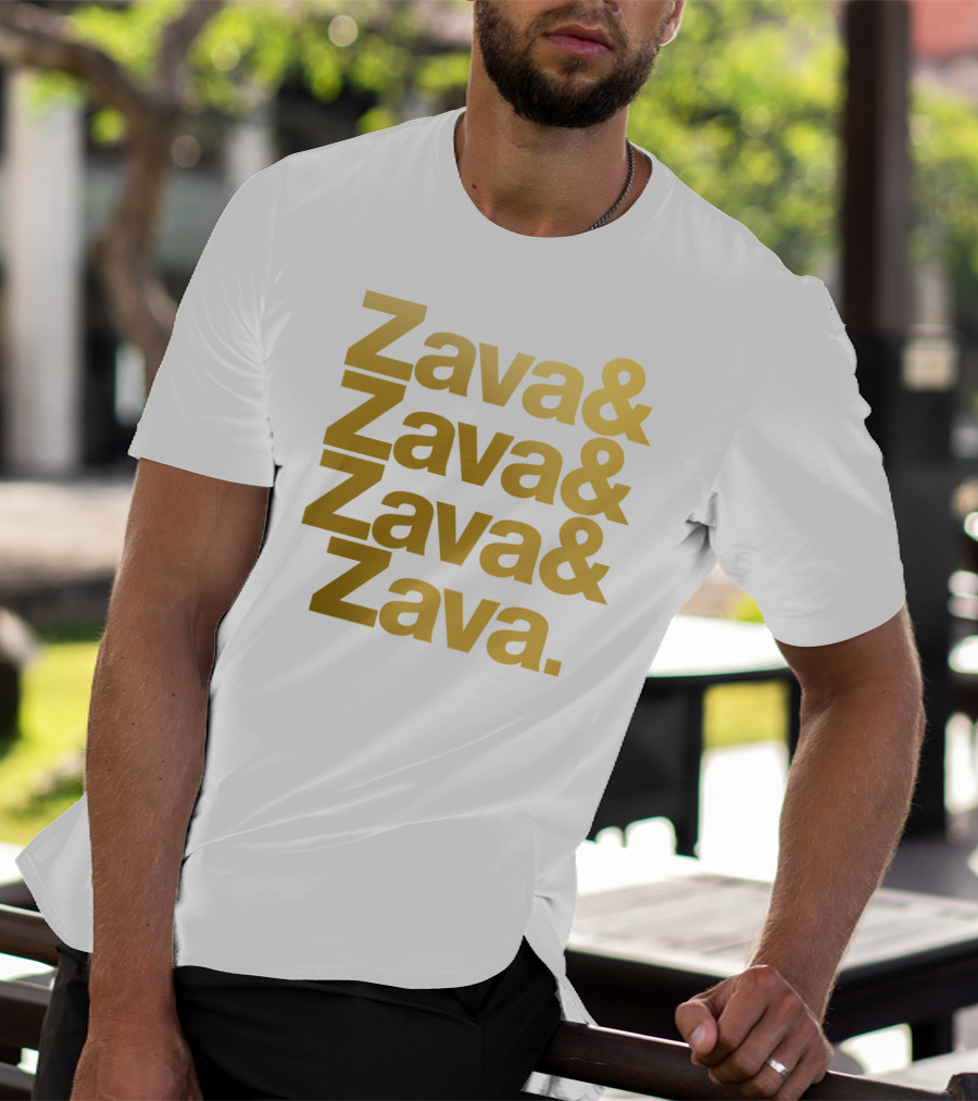 Zava Zava Zava Zava Gold Text Repetition T-Shirt