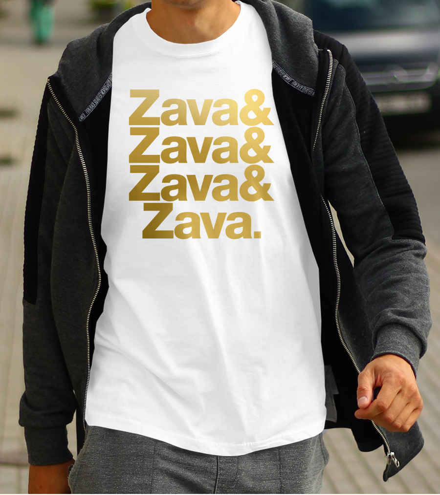 Zava Zava Zava Zava Gold Text Repetition T-Shirt