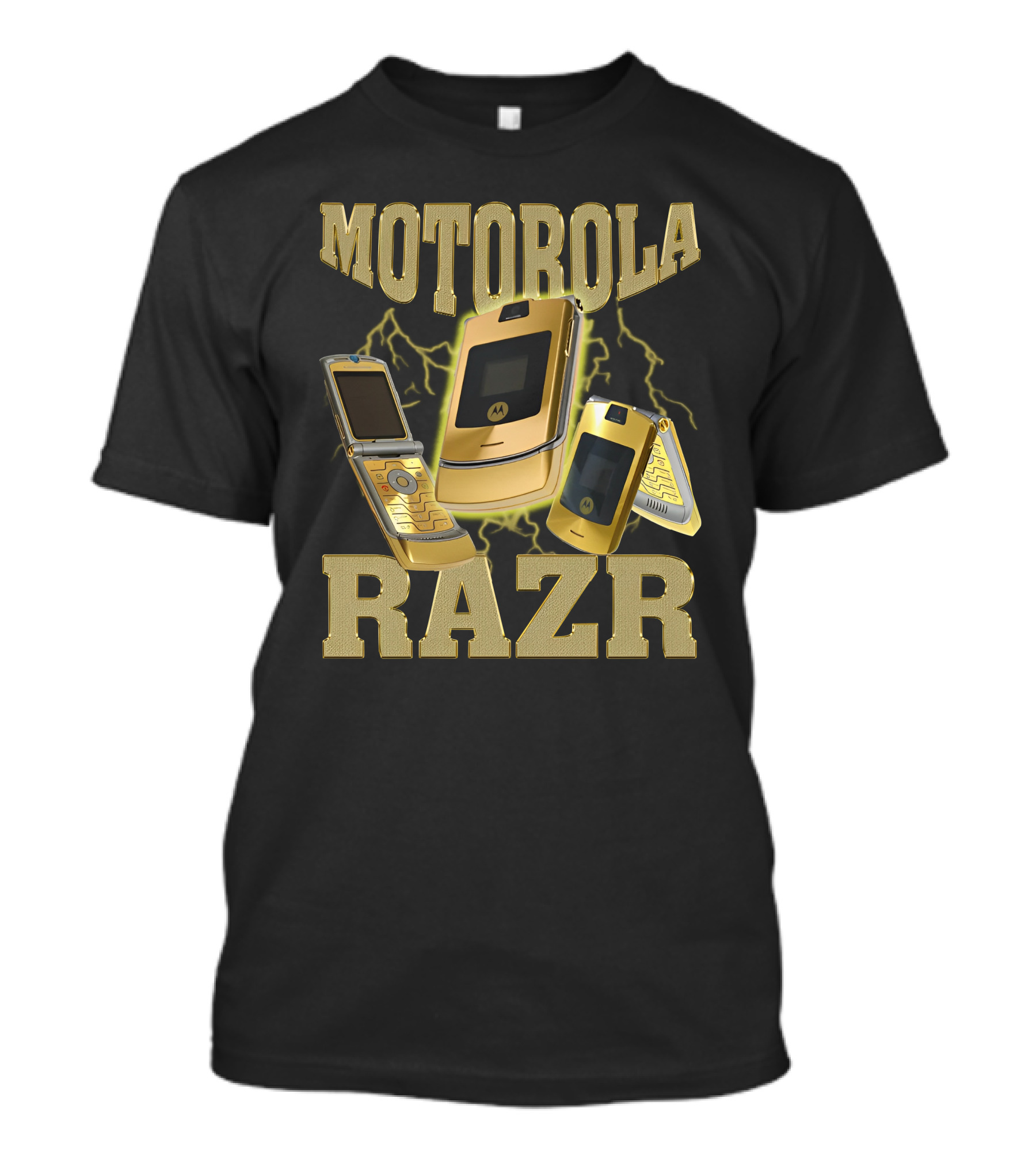 MOTOROLA RAZR Gold Flip Phone Lightning T-Shirt