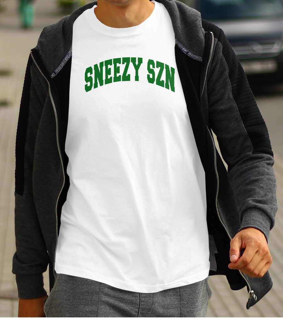 Sneezy Szn Green Text Arched T-Shirt