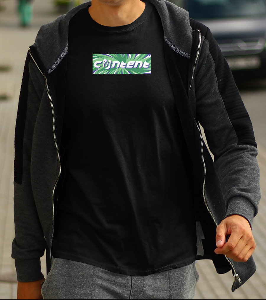 Content Bold Logo Green And Purple Swirl Aboutimejoey T-Shirt