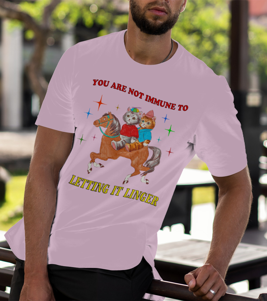 You Are Not Immune To Letting It Linger Cats On Horse With Colorful Stars T-Shirt